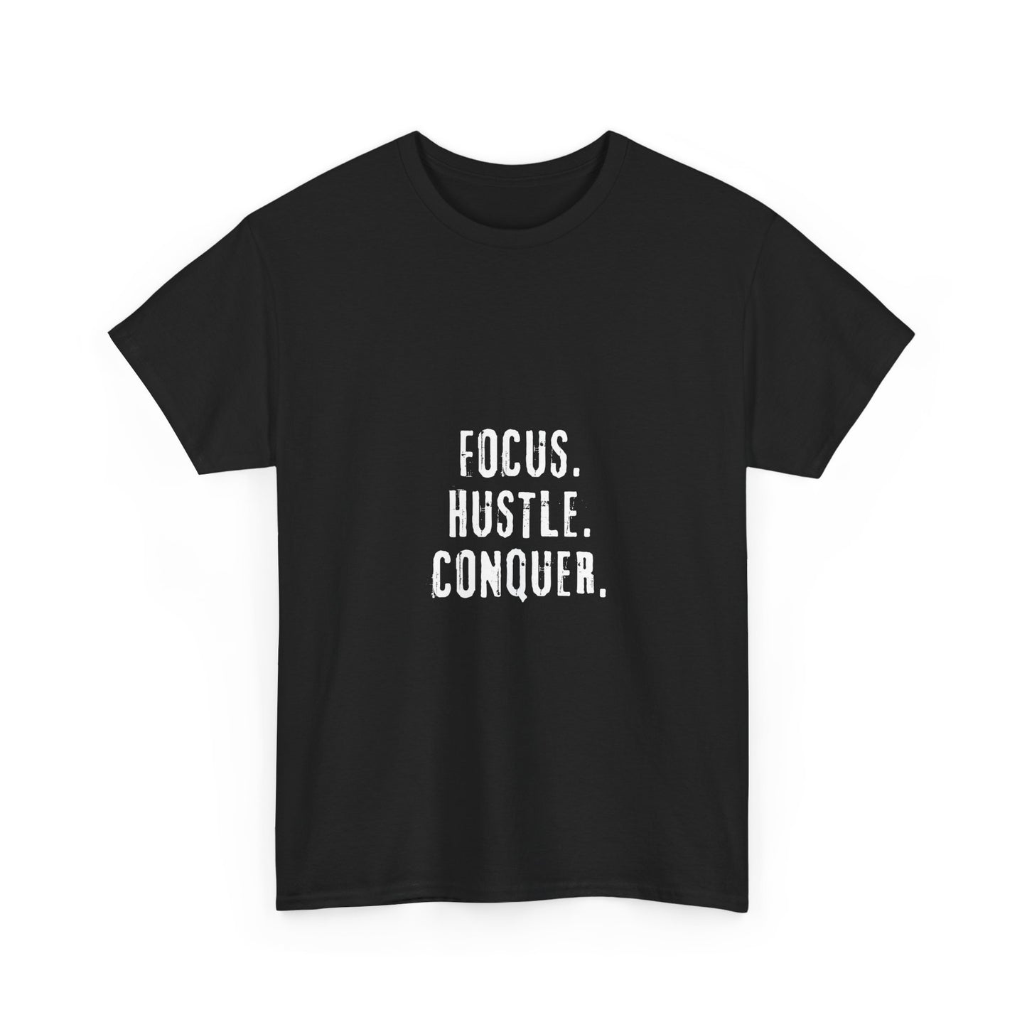 Motivational Unisex Heavy Cotton Tee - Focus Hustle Conquer